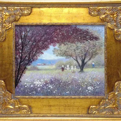 Sale Photo Thumbnail #482: James G. Llewelyn Eglomise Gouache Painting