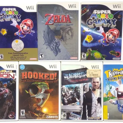 Sale Photo Thumbnail #578: 6 Wii Video Games (Zelda, Mario Galaxy, Rayman)