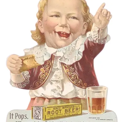 Sale Photo Thumbnail #310: Hires Root Beer Ugly Kid Die Cut Cardboard Sign
