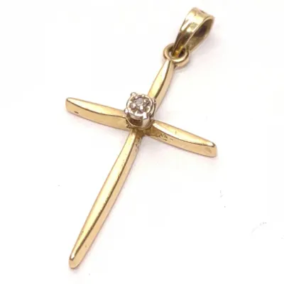 Sale Photo Thumbnail #345: 14K Yellow Gold Diamond Cross Necklace Pendant