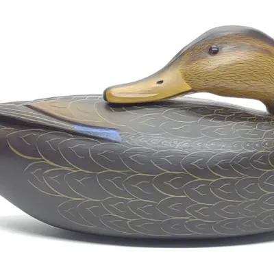 Sale Photo Thumbnail #119: Clarence Fennimore Preening Black Duck Decoy