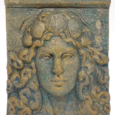 Sale Photo Thumbnail #612: Ceramic Face Relief of Woman Tile Art
