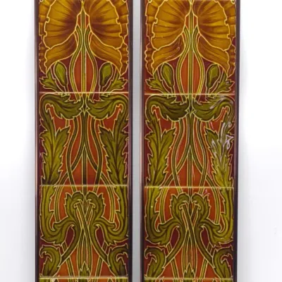 Sale Photo Thumbnail #115: Pair Sherwin & Cotton Framed Fireplace Tile Panels