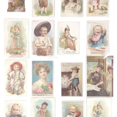 Sale Photo Thumbnail #383: 16 Hires Root Beer Soda Advertising Trade Cards