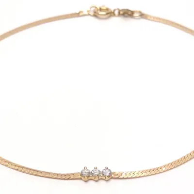 Sale Photo Thumbnail #236: 14K Yellow Gold Herringbone Diamond Bracelet (7"L)