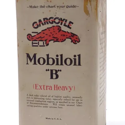 Sale Photo Thumbnail #156: Gargoyle Mobiloil "B" One Gallon Square Oil Can