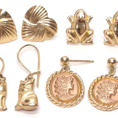 Sale Photo Thumbnail #371: 4 Pairs 14K Yellow Gold Earrings