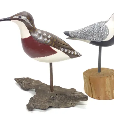 Sale Photo Thumbnail #566: 2 Carved Shorebird Decoys