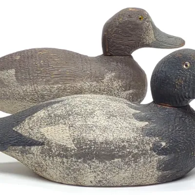 Sale Photo Thumbnail #545: Pair of Factory Lathe Turned Bluebill Duck Decoys