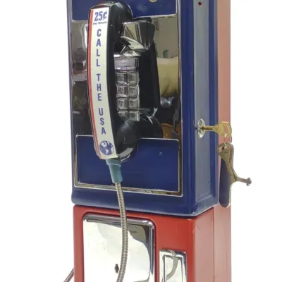 Sale Photo Thumbnail #429: "Call the USA" Coin Operated Wall Payphone w/ Key