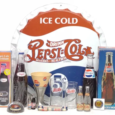 Sale Photo Thumbnail #373: 13 Vintage Pepsi-Cola Soda Advertising Items