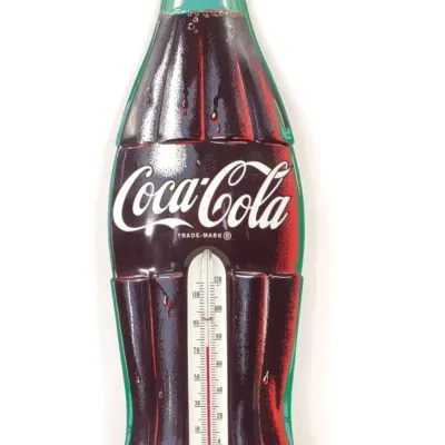 Sale Photo Thumbnail #280: 29" 1950s Coca Cola Tin Soda Bottle Thermometer