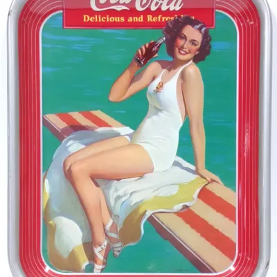 Sale Photo Thumbnail #296: 1939 Coca Cola Bathing Beauty Tin Serving Tray