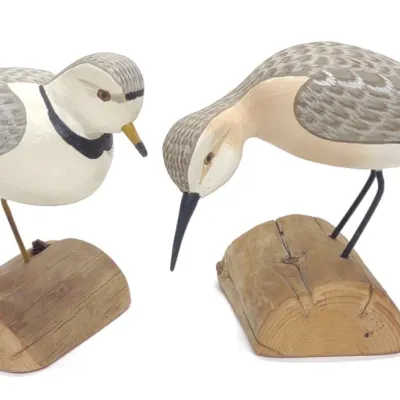 Sale Photo Thumbnail #515: 2 Harry V. Shourds Plover & Sanderling Bird Decoys
