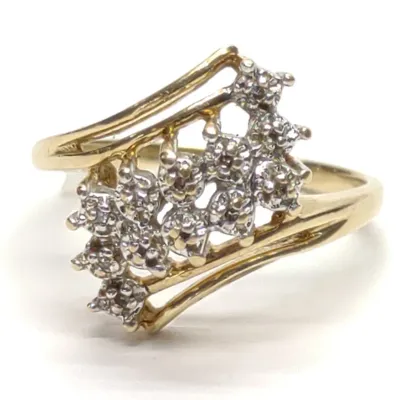 Sale Photo Thumbnail #225: 10K Yellow Gold Diamond Cluster Ring (sz 5.75)
