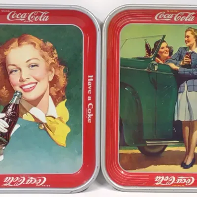 Sale Photo Thumbnail #298: 1942 & 1948 Coca Cola Advertising Serving Trays