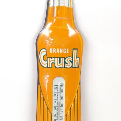 Sale Photo Thumbnail #283: Orange Crush Tin Bottle Thermometer (red back)