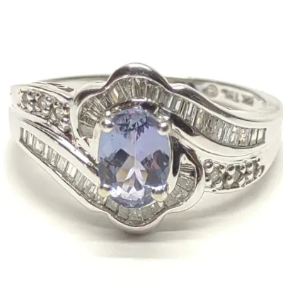 Sale Photo Thumbnail #103: 14K White Gold Tanzanite & Diamond Ring (sz 8)