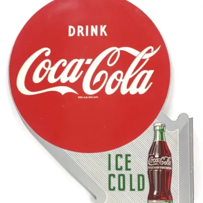 Sale Photo Thumbnail #68: 1956 Coca Cola "Ice Cold" Double Sided Flange Sign