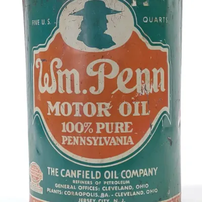 Sale Photo Thumbnail #276: Wm. Penn Five Quart Motor Oil Can (Canfield)