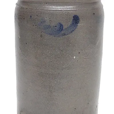 Sale Photo Thumbnail #690: Antique Salt Glazed Cobalt Decorated Crock