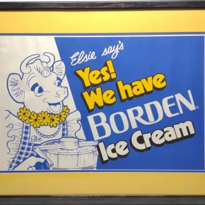 Sale Photo Thumbnail #635: Borden Dairy Ice Cream Advertising Poster in Frame