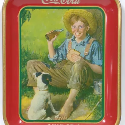 Sale Photo Thumbnail #188: 1931 Coca Cola Norman Rockwell Tin Serving Tray