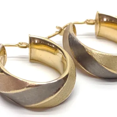 Sale Photo Thumbnail #59: 14K Tri Color Gold Oval Hoop Earrings
