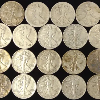 Sale Photo Thumbnail #47: (19) Walking Liberty Half Dollar US Coins