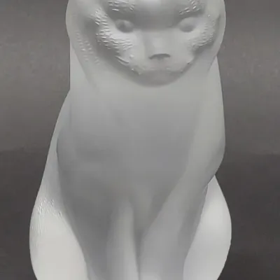 Sale Photo Thumbnail #56: Lalique Sitting Cat Frosted Crystal Figurine (8"h)