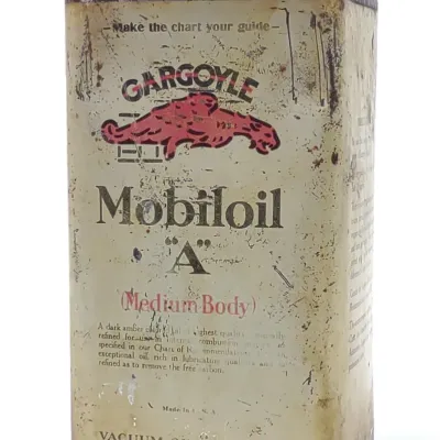 Sale Photo Thumbnail #160: Gargoyle Mobiloil "A" One Gallon Square Oil Can