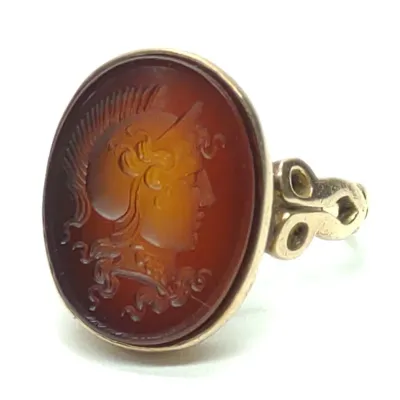 Sale Photo Thumbnail #209: 10K Gold Intaglio Signet Ring (sz 6)