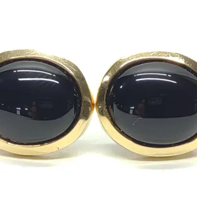 Sale Photo Thumbnail #331: 14K Yellow Gold & Onyx Oval Polished Stud Earrings