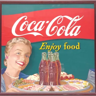 Sale Photo Thumbnail #380: 1952 Coca Cola "Enjoy Food" Advertising Poster