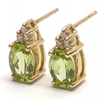Sale Photo Thumbnail #321: 14K Yellow Gold Peridot & Diamond Earrings
