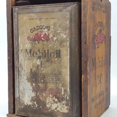 Sale Photo Thumbnail #165: Gargoyle Mobiloil "E" Five Gallon Oil Can w/ Crate