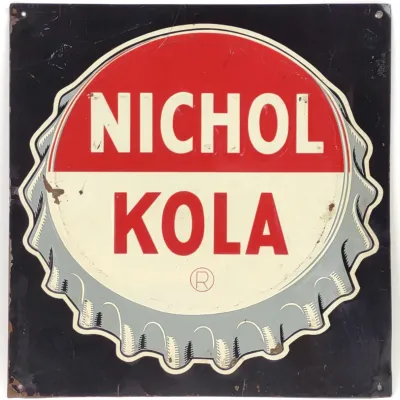 Sale Photo Thumbnail #288: Nichol Kola Embossed Cap Tin Advertising Sign SST