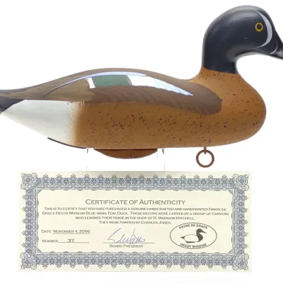 Sale Photo Thumbnail #527: Charles Jobes & Pat Vincenti Blue Wing Duck Decoy