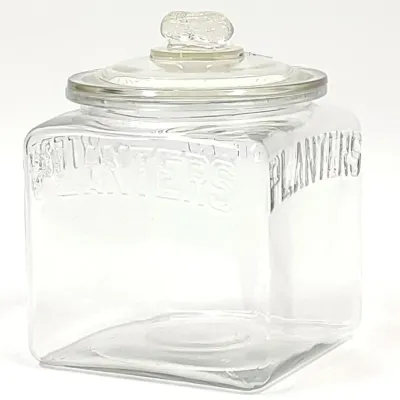Sale Photo Thumbnail #631: Planters Peanuts Square Counter Jar w/ Peanut Lid