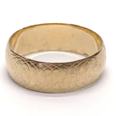 Sale Photo Thumbnail #194: 10K Yellow Gold 6.9mm Textured Band Ring (sz 8.5)