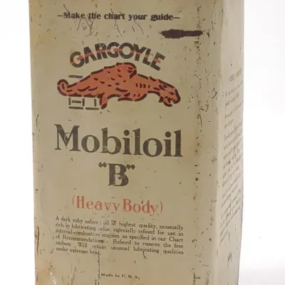 Sale Photo Thumbnail #163: Gargoyle Mobiloil "B" One Gallon Square Oil Can
