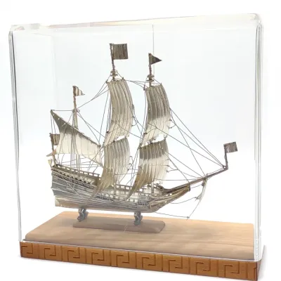 Sale Photo Thumbnail #72: .833 Silver Dutch Model of Ship w/ Case