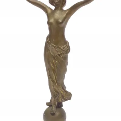 Sale Photo Thumbnail #485: Gilt Bronze Art Deco Nude Female Sculpture 9.5" H