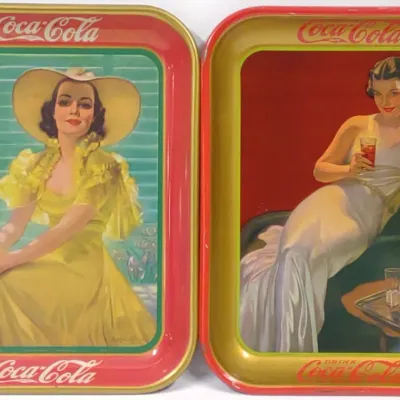 Sale Photo Thumbnail #299: 1936 & 1938 Coca Cola Advertising Serving Trays