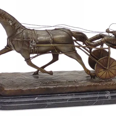 Sale Photo Thumbnail #293: Bronze Sulky & Horse Racing Sculpture