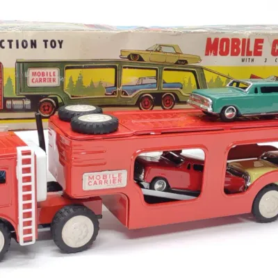 Sale Photo Thumbnail #17: 1950s Japan Tin Friction Mobile Carrier Toy w/ Box