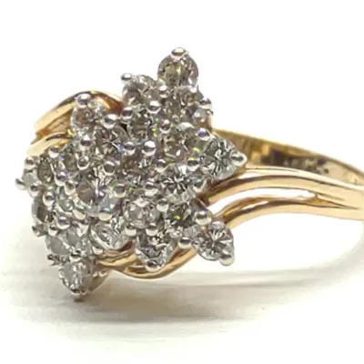 Sale Photo Thumbnail #78: 14K Y Gold 0.98ctw Diamond Cluster Ring (sz 6.5)