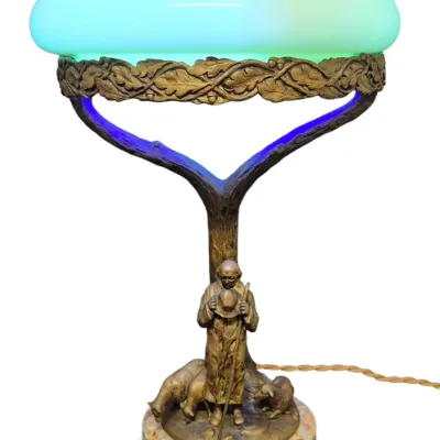 Sale Photo Thumbnail #48: Bronze Shepherd Figural Table Lamp Sculpture
