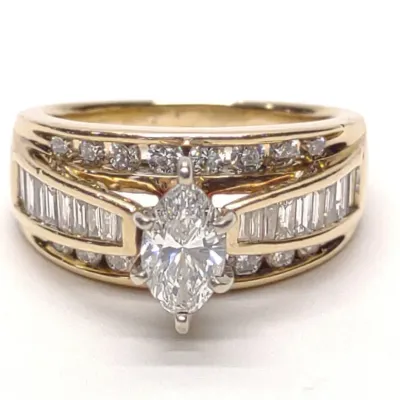 Sale Photo Thumbnail #37: 14K Gold 1.79ctw Marquise Diamond Ring (sz 6.5)