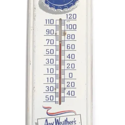 Sale Photo Thumbnail #138: 1950s Pepsi-Cola Tin Soda Advertising Thermometer